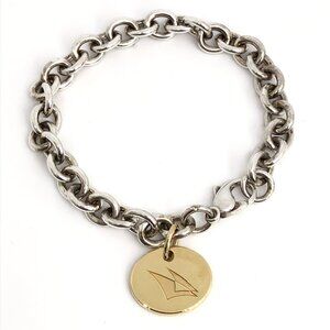 Tiffany & Co Silver & 18k Yellow Gold Credit Suisse Logo Tag Bracelet RARE